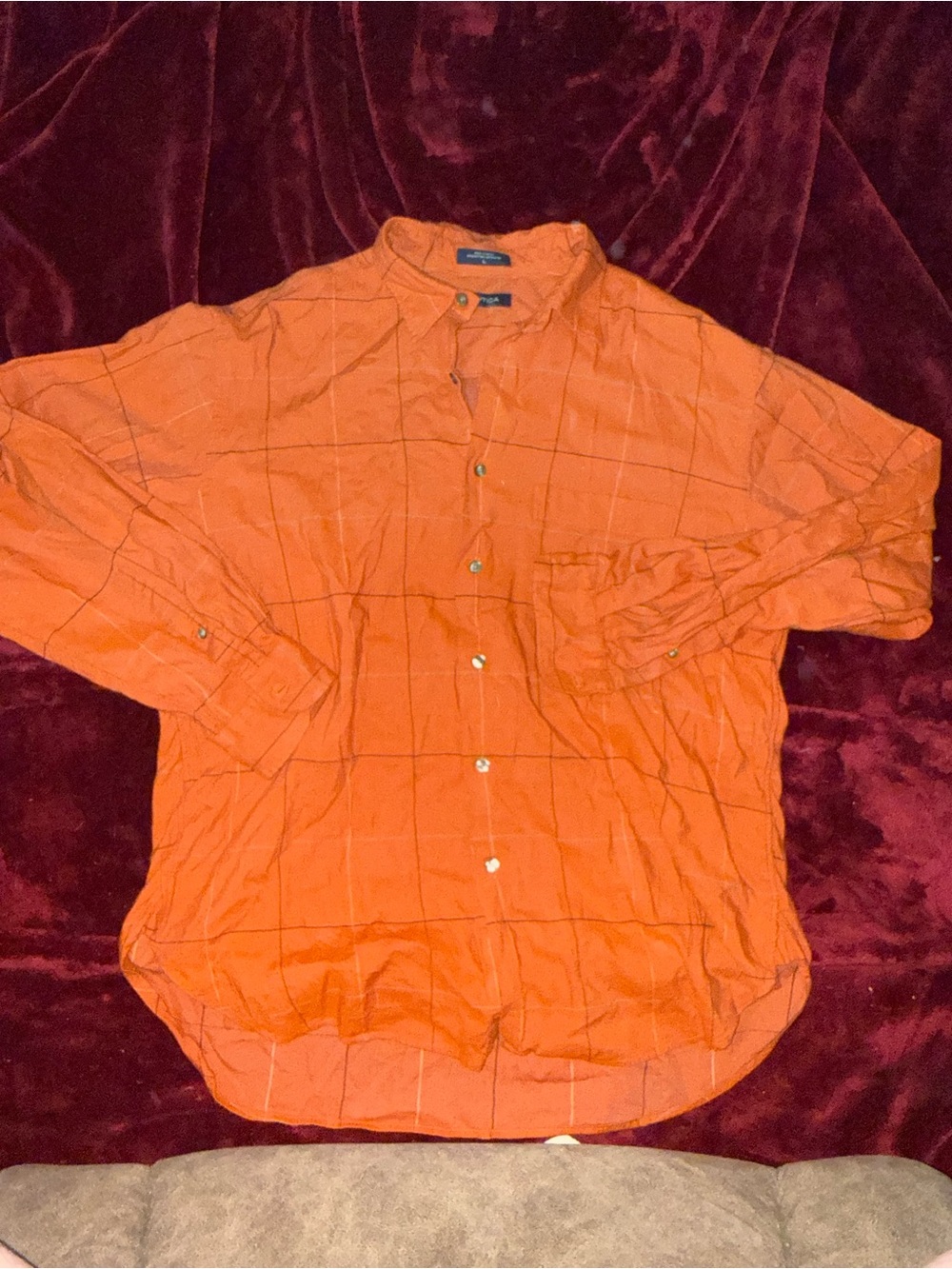 Nautica Orange Checked Button-Up Shirt